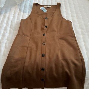 Beautiful Ann Taylor loft, suede brown dress with buttons in the front